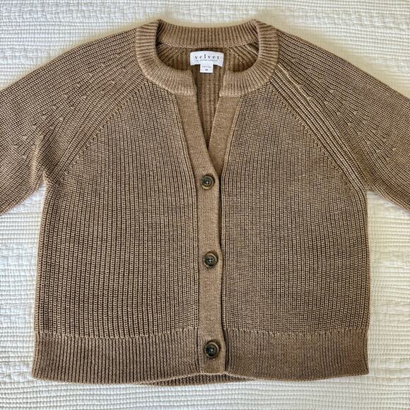Velvet by Graham & Spencer Shayla Wool Tan Cardigan XS - Picture 8 of 14